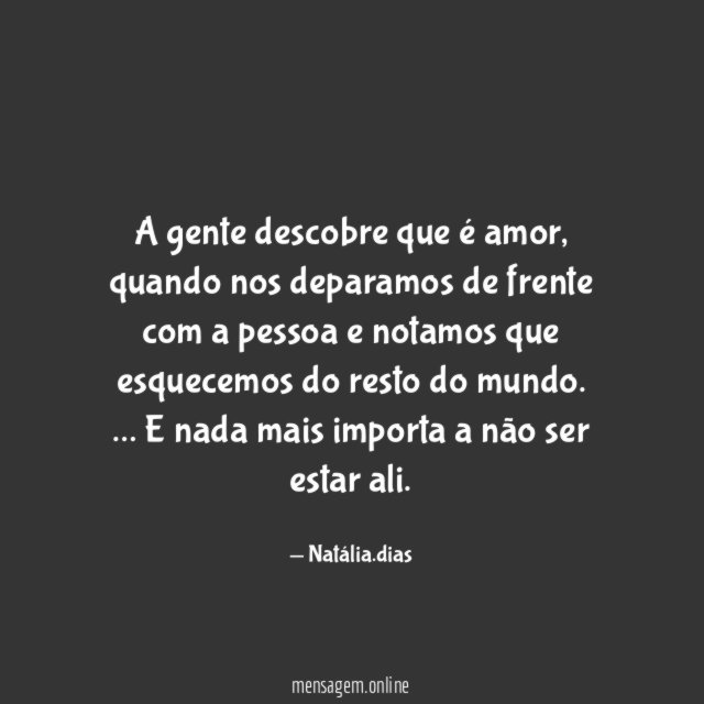 A gente descobre que é amor