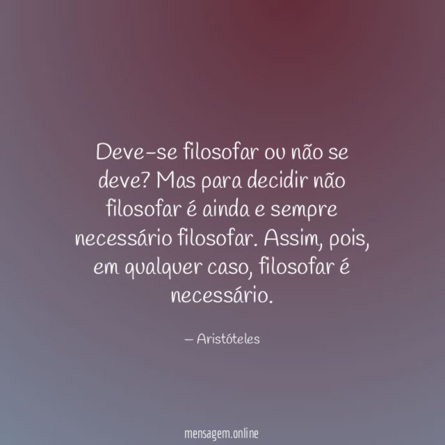 Filosofar ou não?!