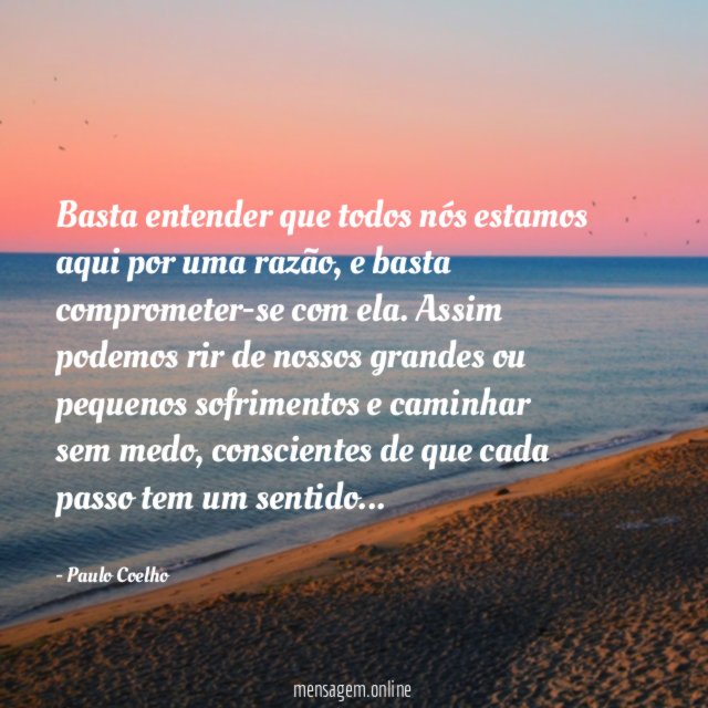 Basta entender que todos nós estamos aqui por uma razão