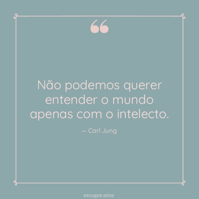Não podemos querer entender o mundo apenas com o intelecto