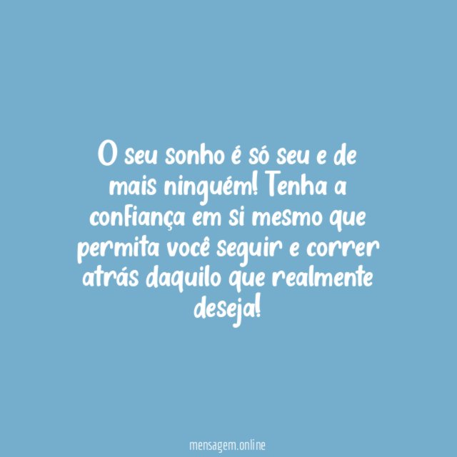 Sonho seu, só seu