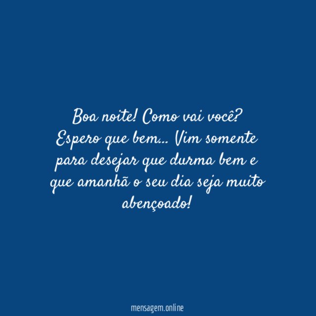 Espero que esteja bem!