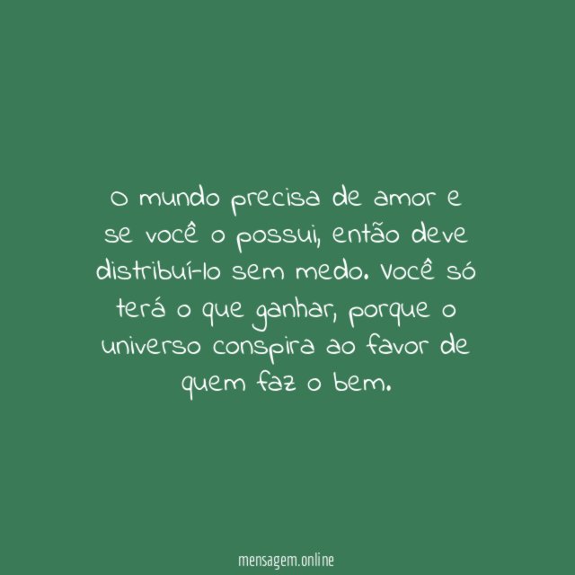 O mundo precisa de amor