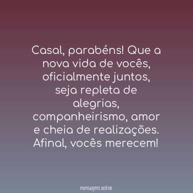 Casal, parabéns!