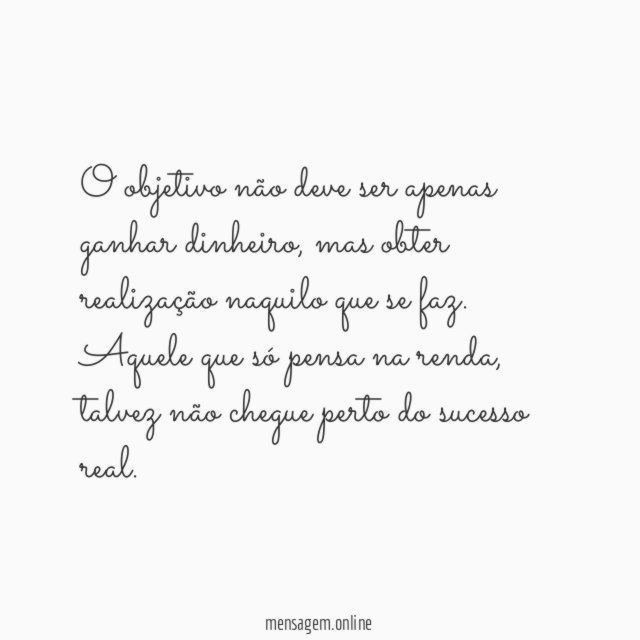 Sucesso é sinônimo de realização
