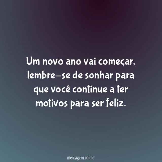 Um novo ano vai começar