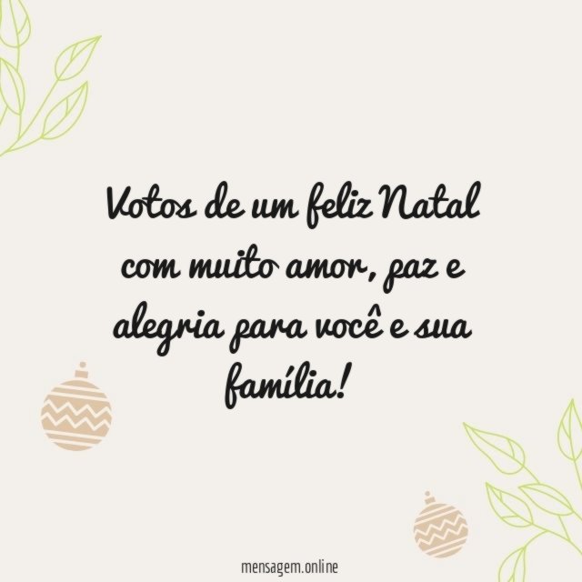 Votos de um feliz Natal com muito amor