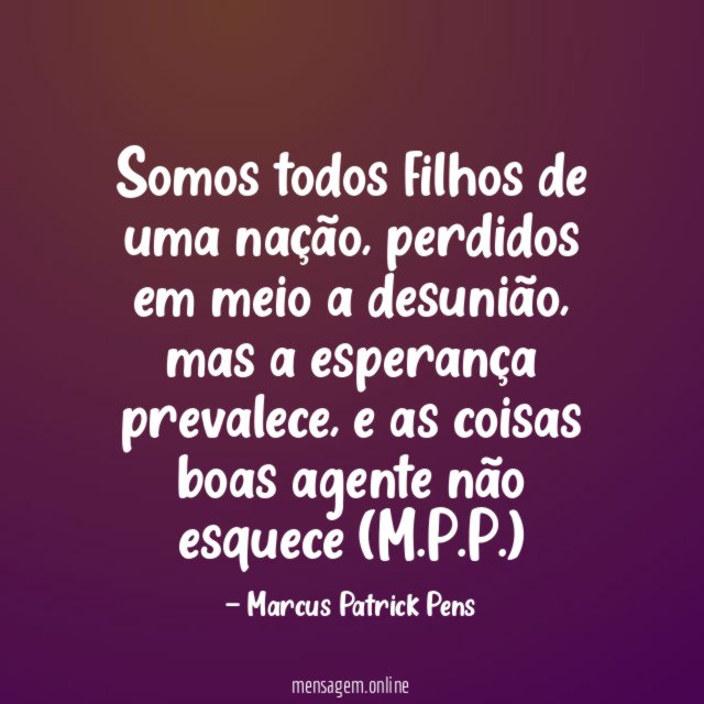 Somos todos filhos de uma nação