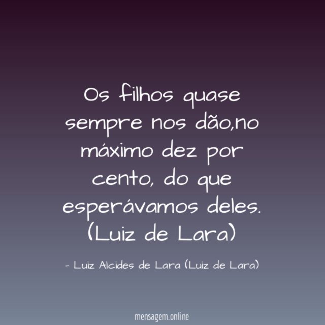 Os filhos quase sempre nos dão