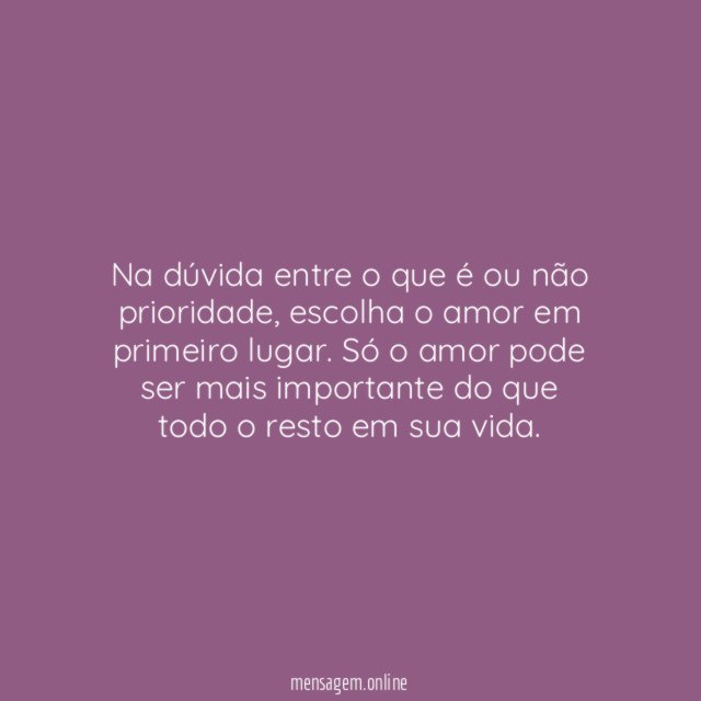 Amor como prioridade