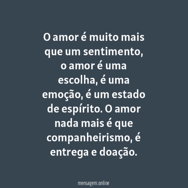 Amor é companheirismo