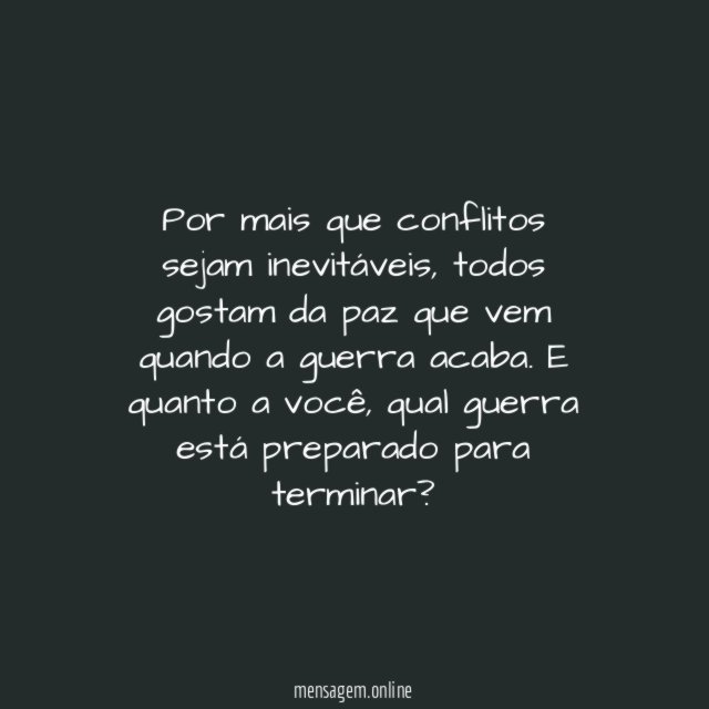 A guerra acabou
