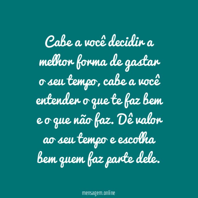 Cabe a você