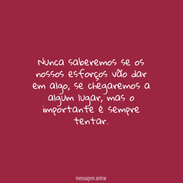 O importante é tentar