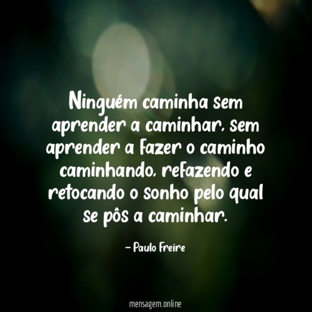 Ninguém caminha sem aprender a caminhar