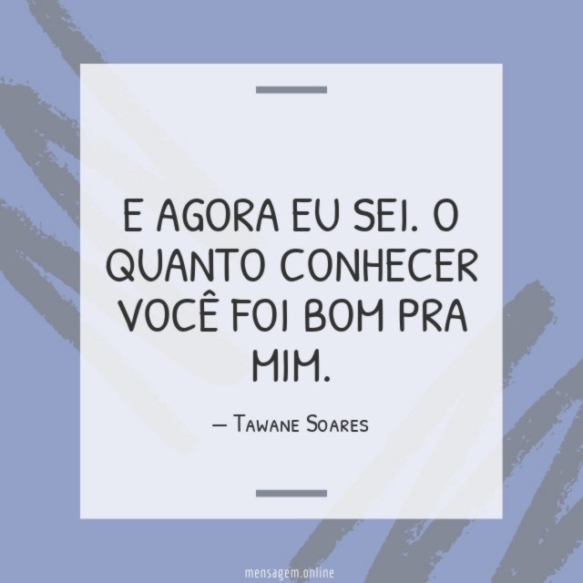 E agora eu sei