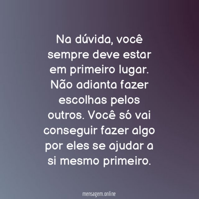 Você em primeiro lugar