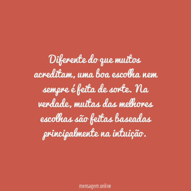 Não é sorte