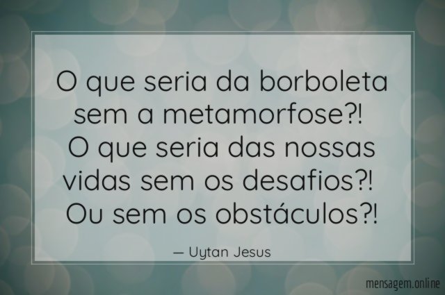 O que seria da borboleta sem a metamorfose