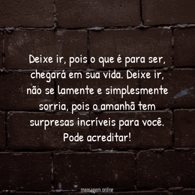Deixe ir e não se lamente
