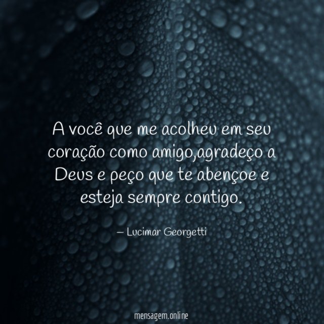 A você que me acolheu em seu coração como amigo