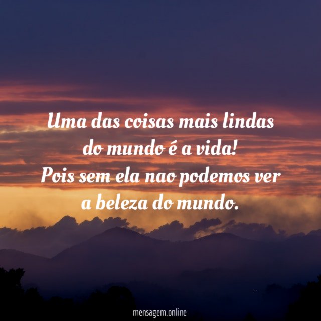Uma das coisas mais lindas do mundo é a vida