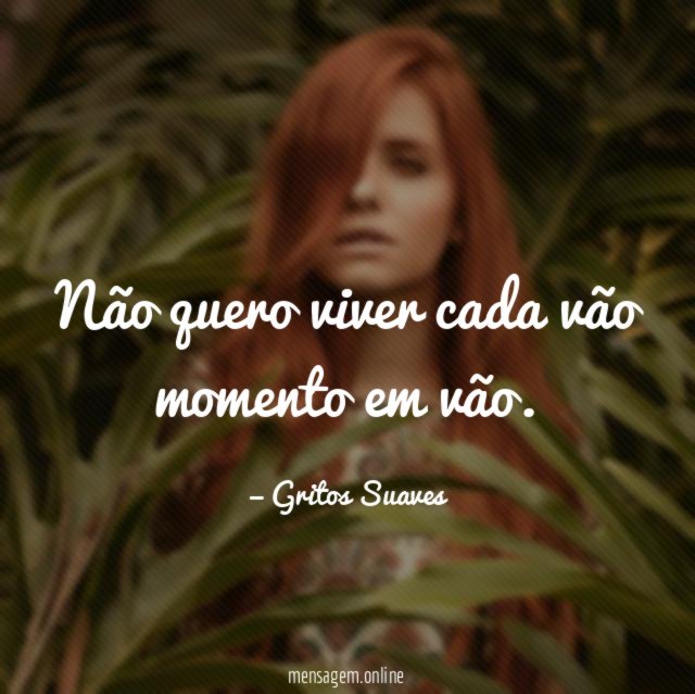 Não quero viver cada vão momento em vão