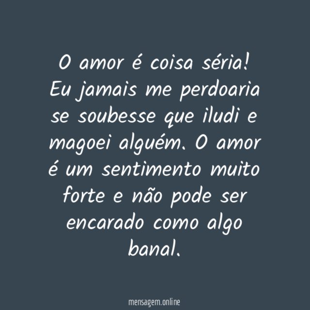 Não brinco com amor