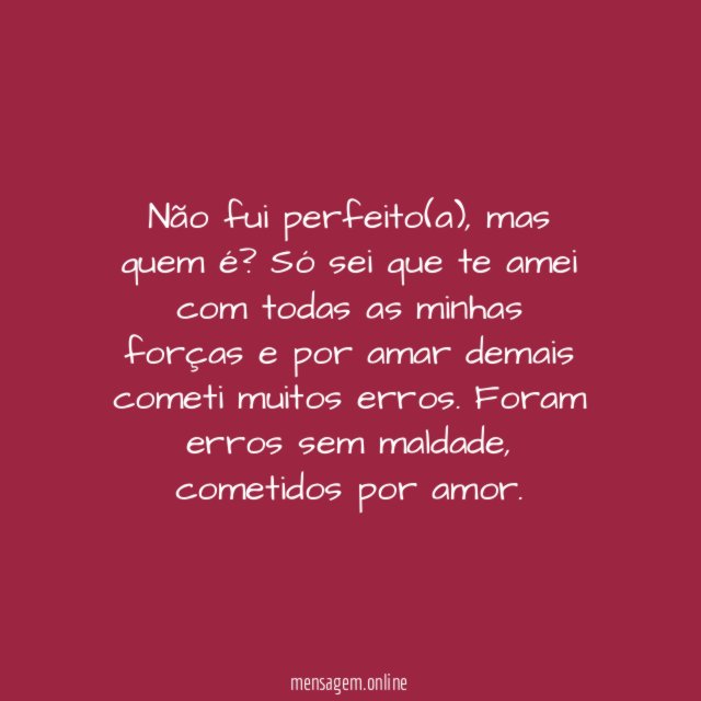 Foi tudo por amor