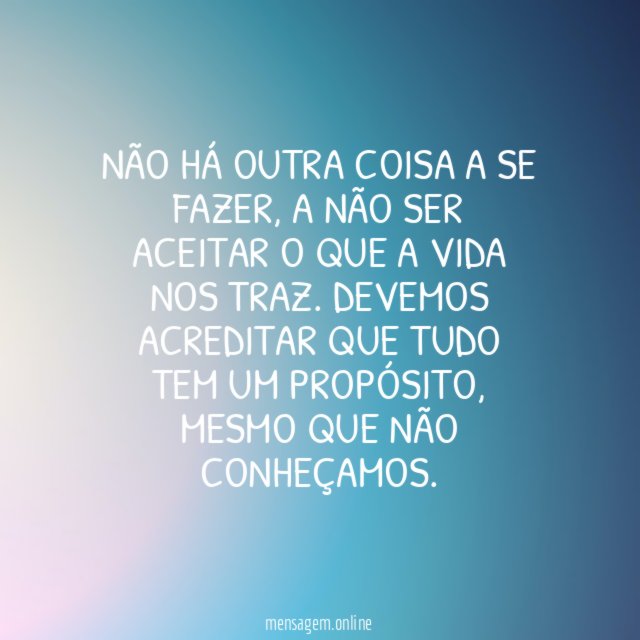 Só nos resta aceitar