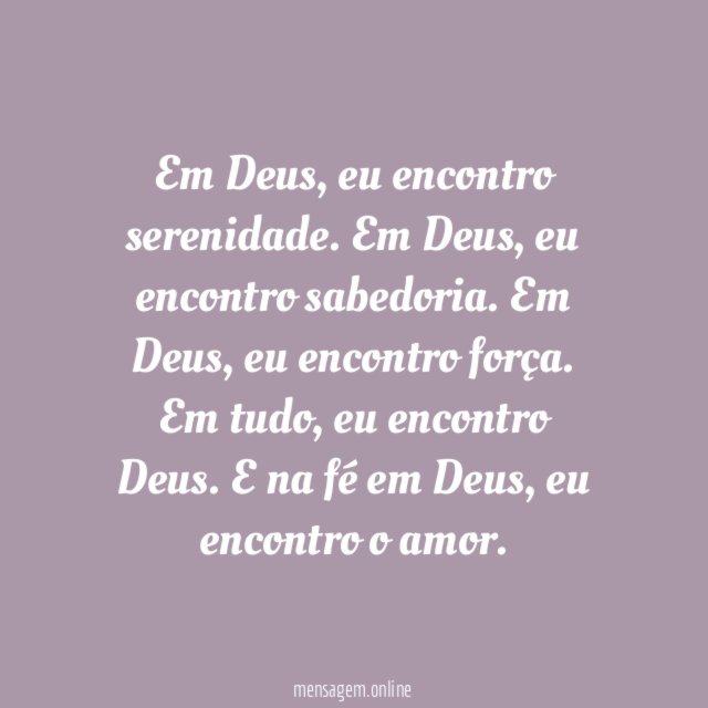 O que encontro em Deus