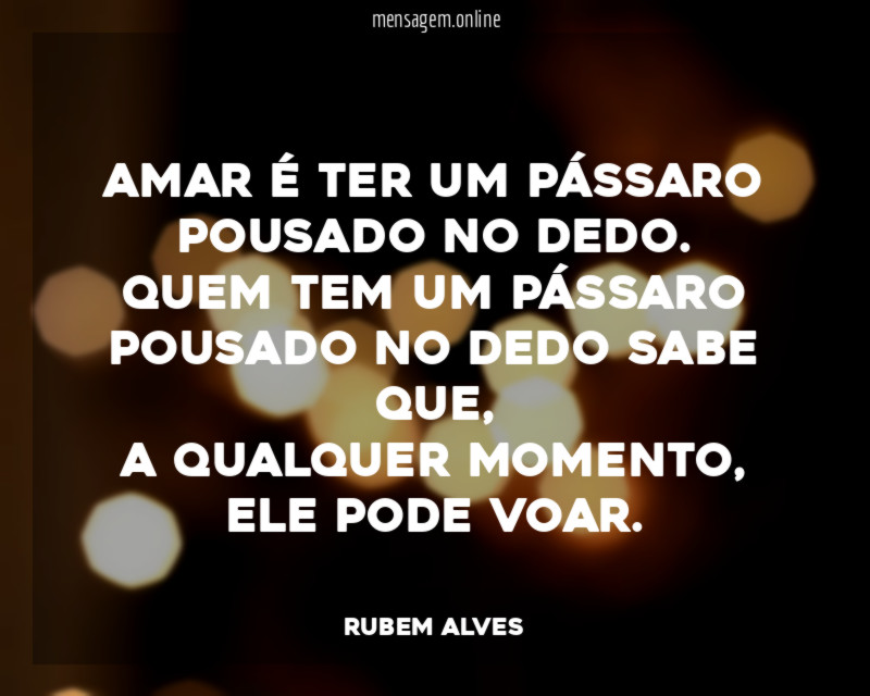 Amar é ter um pássaro pousado no dedo