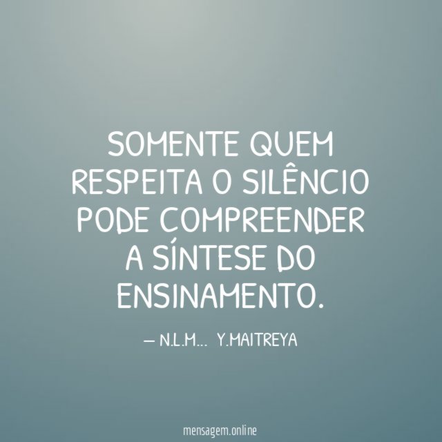 SOMENTE QUEM RESPEITA O SILÊNCIO PODE COMPREENDER A