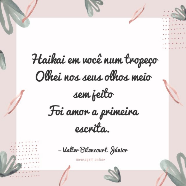 Haikai em você num tropeço Olhei nos seus olhos