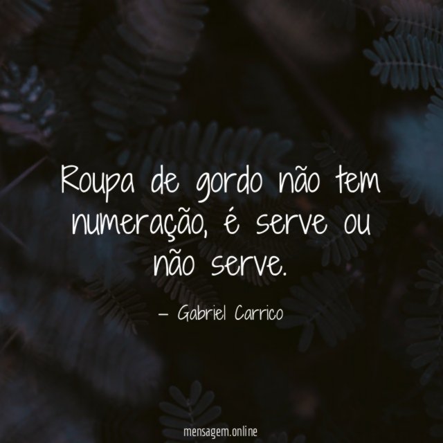 Roupa de gordo não tem numeração