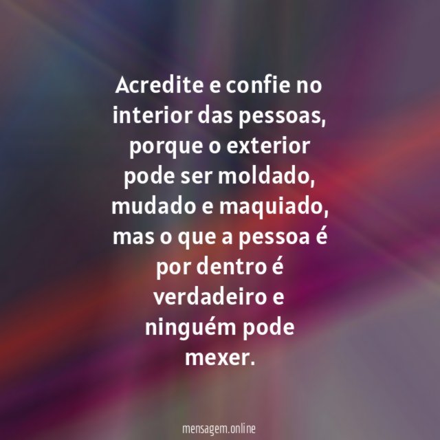 O interior é intocável