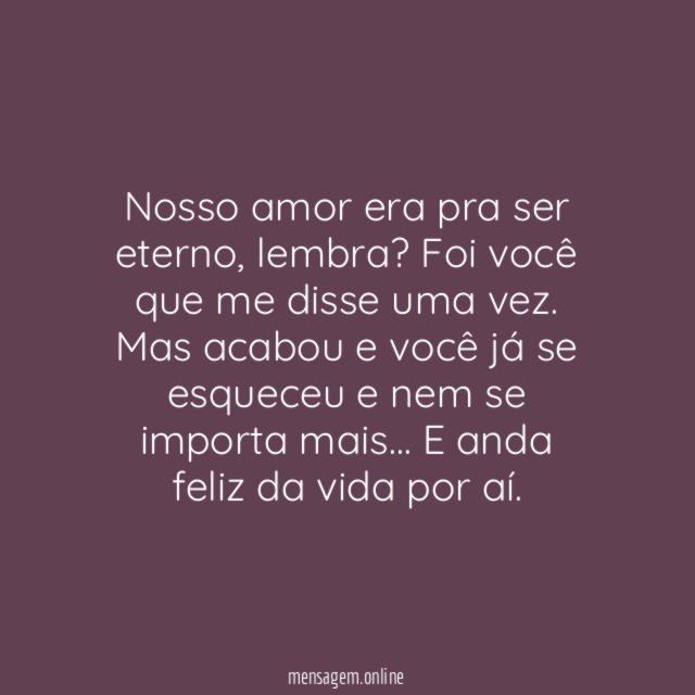 Não era pra ser eterno?