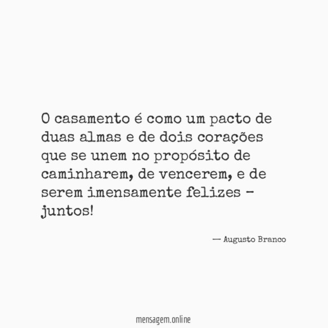O casamento é como um pacto de duas