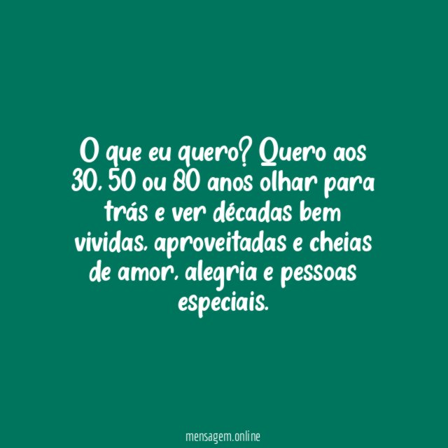 O que eu quero?