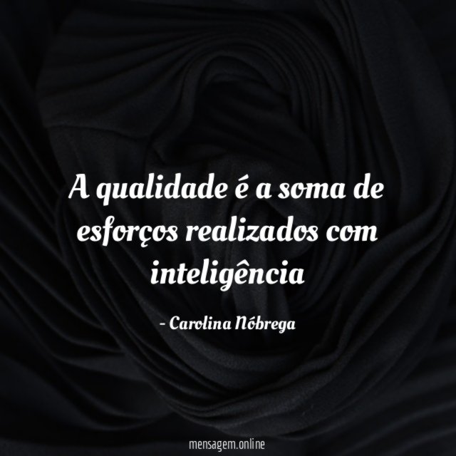 A qualidade é a soma de esforços realizados com inteligência