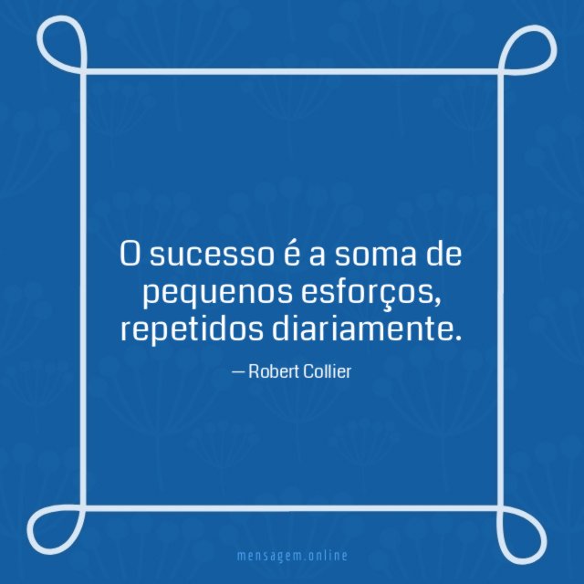 O sucesso é a soma de pequenos esforços