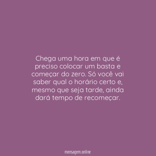 Tempo de recomeçar