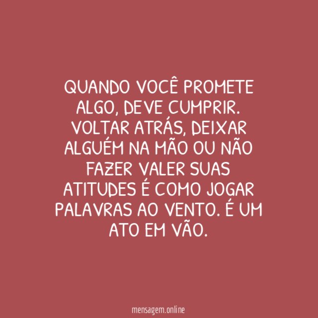 Não jogue suas promessas ao vento