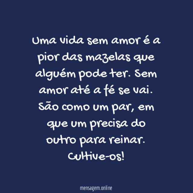 Cultivo do amor e da fé