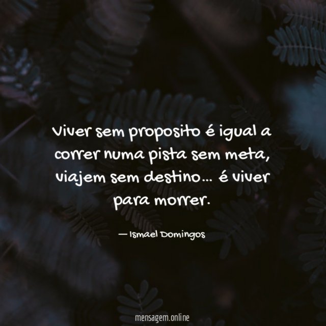 Viver sem proposito é igual a correr numa pista sem meta