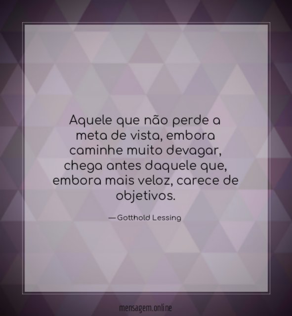 Aquele que não perde a meta de vista