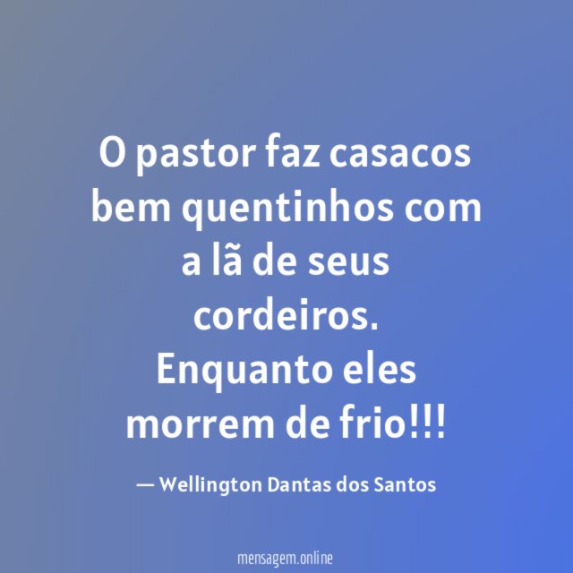 O pastor faz casacos bem quentinhos com a lã de seus cordeiros