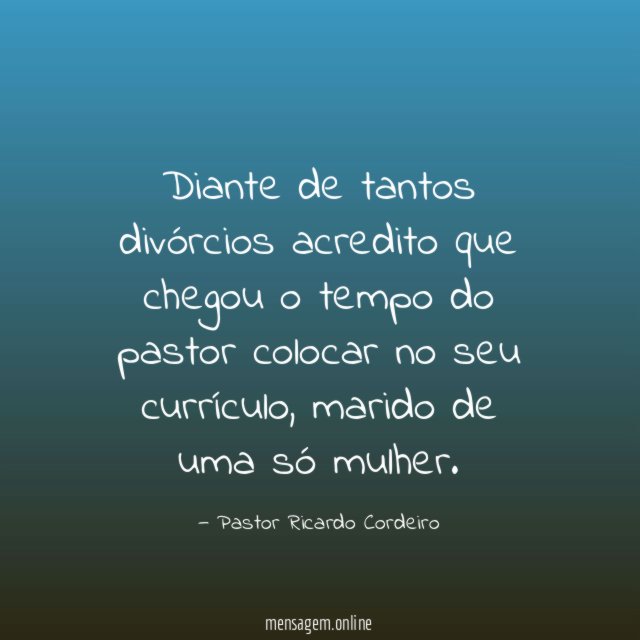 Diante de tantos divórcios acredito que chegou