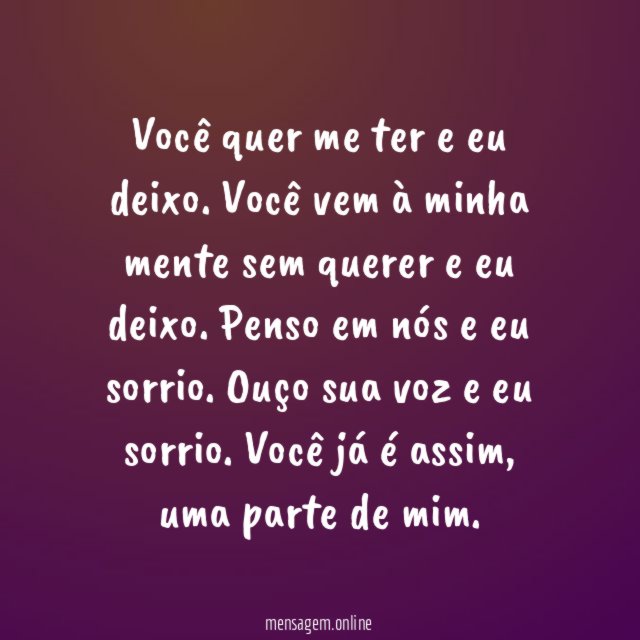 Penso em você e sorrio