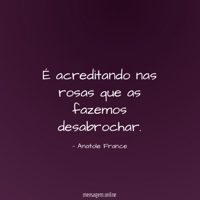 É acreditando nas rosas que as fazemos desabrochar